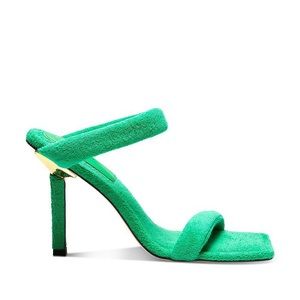 Good American Green Terry Slip On High Heel Sandals